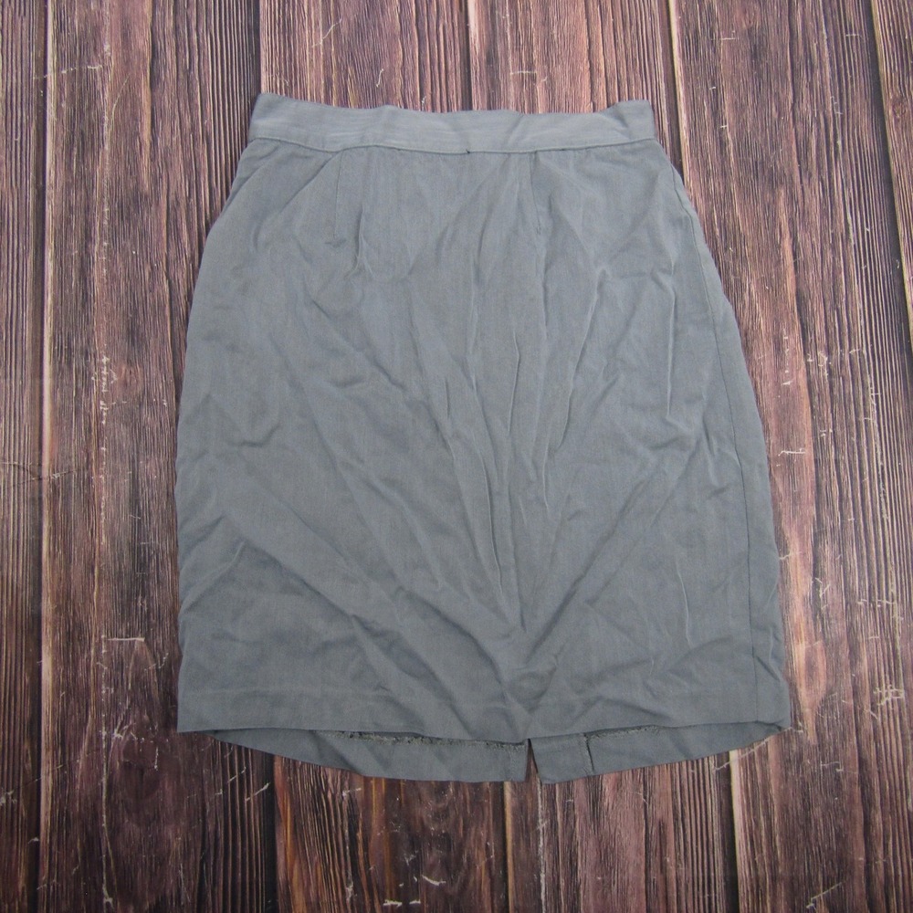 Tina Hagen Skirt Womens Medium Gray Pleated Pencil Knee Length‎ Work Office